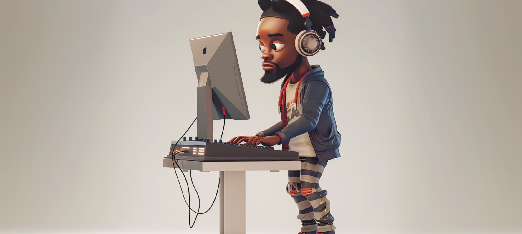 black man who using computer